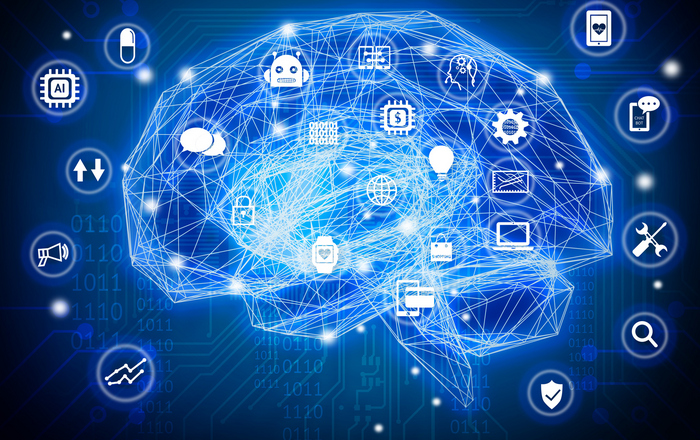 Symbole auf blauem Hintergrund