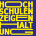 Gelber Schriftzug Hochschulen zeigen Haltung auf blauem Grund