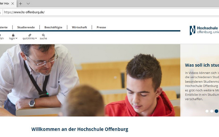 Screenshot Header Schülerinfotag uaf Hochschule-Webseite
