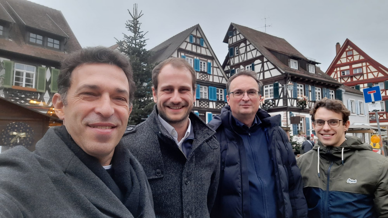 Exploring Gengenbach's old town, from left to right: Prof. Victor Neto from Portugal, Daniel Kehret, Prof. Stefan Junk, Marvin Henkel