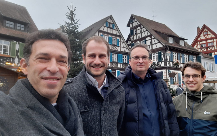 Exploring Gengenbach's old town, from left to right: Prof. Victor Neto from Portugal, Daniel Kehret, Prof. Stefan Junk, Marvin Henkel