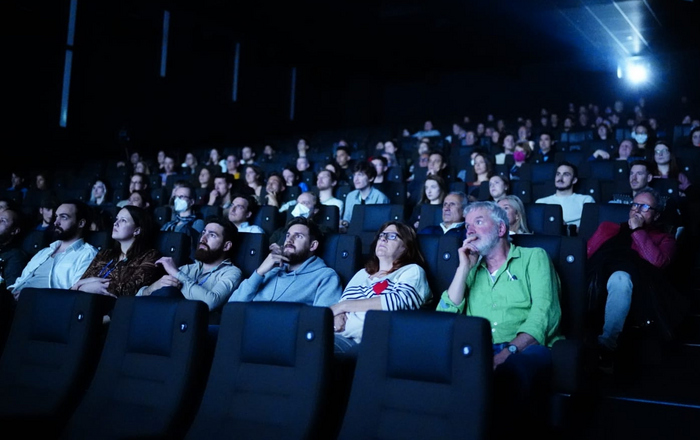 Das Publikum im Kinosaal sitzend