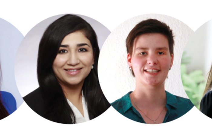 vier Frauenporträts nebeneinander