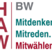 Logo der Kampagne mit dem Schriftzug HAW BW Mitdenken.Mitreden.Mitwählen.