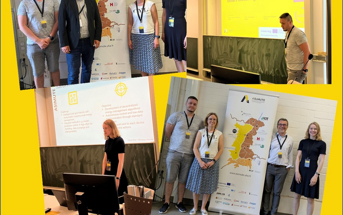 Bildcollage mit den Teilnehmern der Hochschule vor Rolluüs und Während der Präsentationen