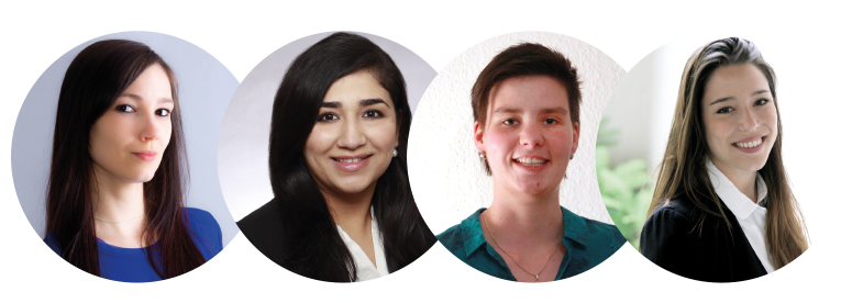 vier Frauenporträts nebeneinander