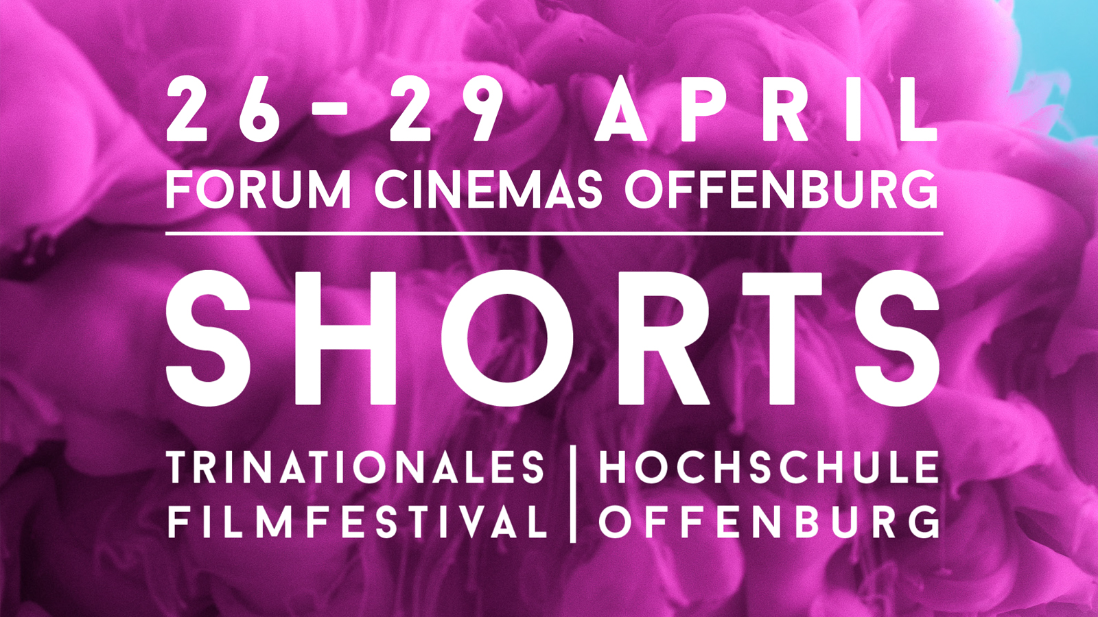 Auf einem lilafarbenen Hintegrund stehen in weiß das Datum, der Ort, der Name und der Untertitel des Festivals sowie der Name des Veranstalters