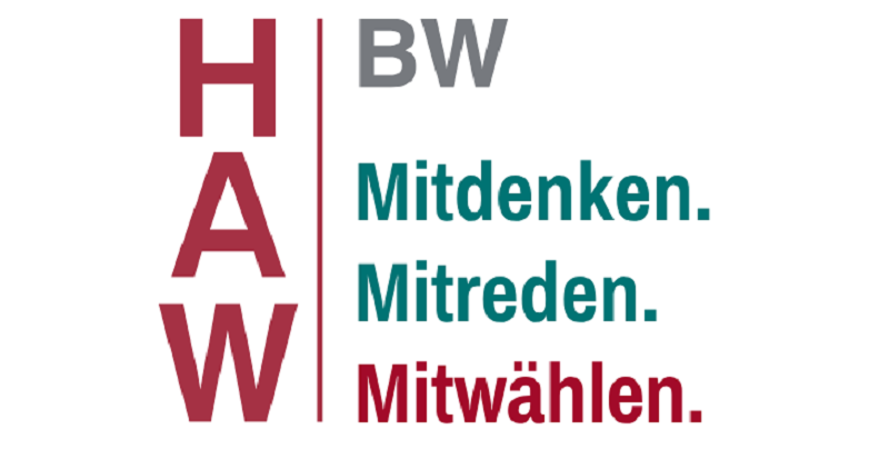 Logo der Kampagne mit dem Schriftzug HAW BW Mitdenken.Mitreden.Mitwählen.