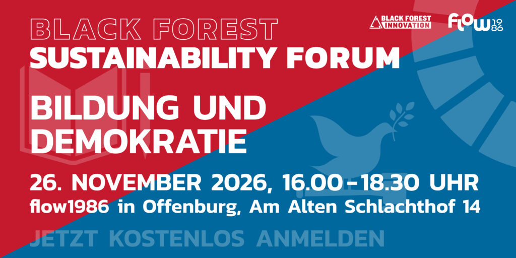 blau-rotes Plakat mit den wichtigsten Infos