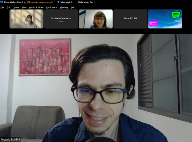 Screenshot Rogério Bordini bei Präsentation Noneliness_App auf Fairness Online Event des Joint Research Centre (JRC) der Europäischen Kommission