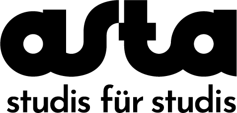 Das Bild zeigt das AStA-Logo, einen grünen Frabklecks mit dem Wort AStA in weißer Schrift darin